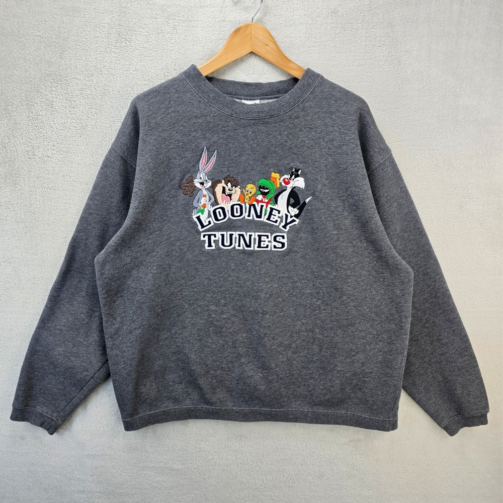 Vintage 90s Looney Tunes Sweatshirt Small Embroidered Warner Bros Studios 1999